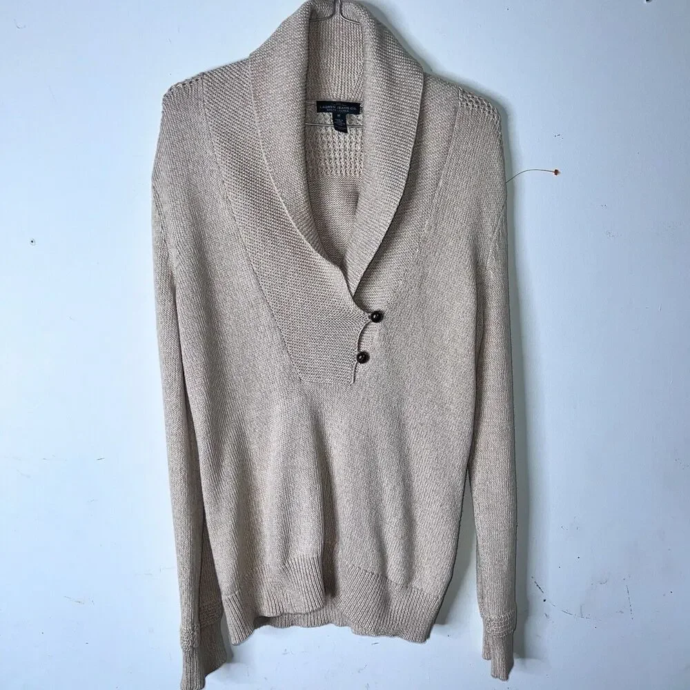 Ralph Lauren Womens Size  Medium Pullover Sweater Neutral Tan Knit Collared